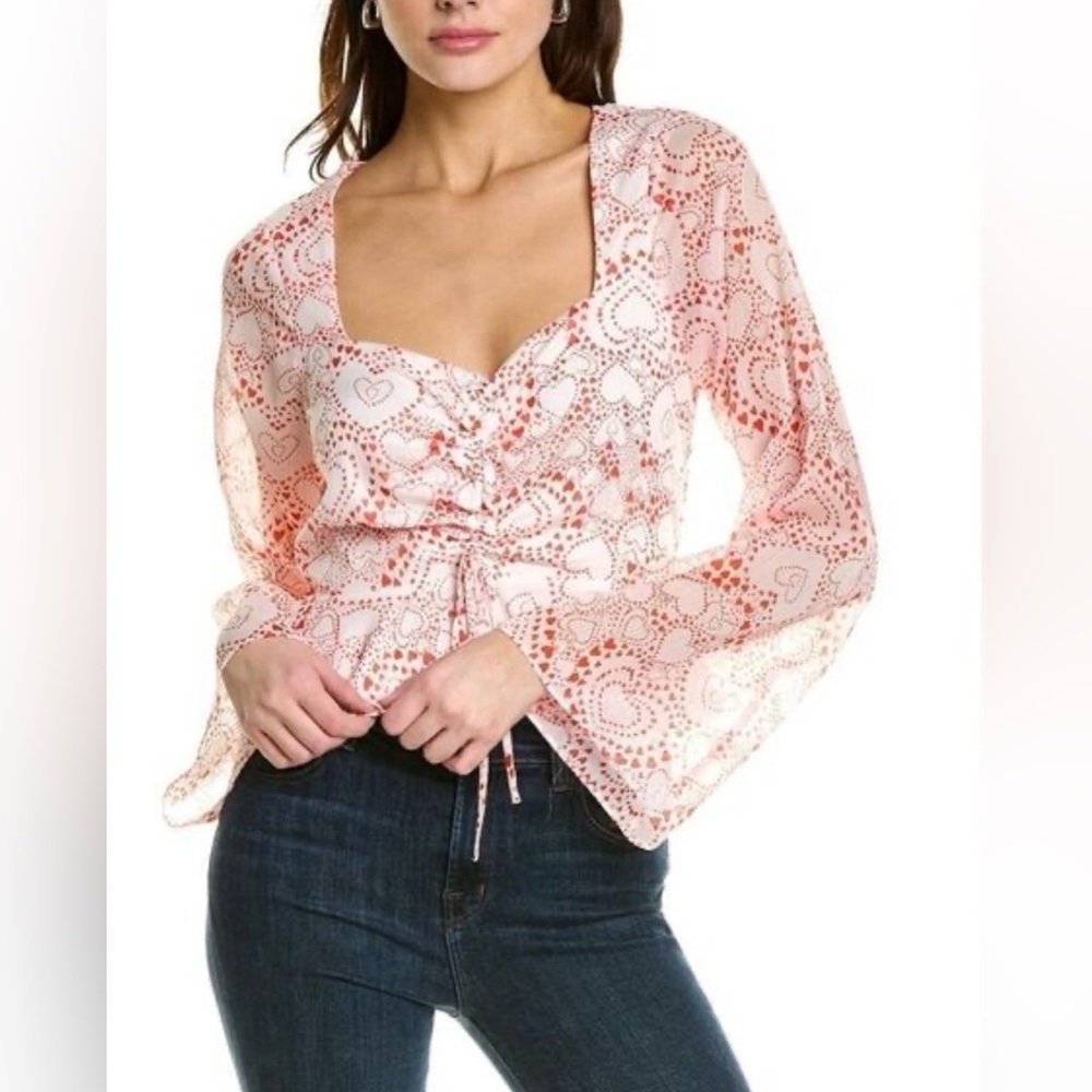 Womens BCBGENERATION Hearts Ruched Front Fairy Romance Red Coquette Whimsical XS